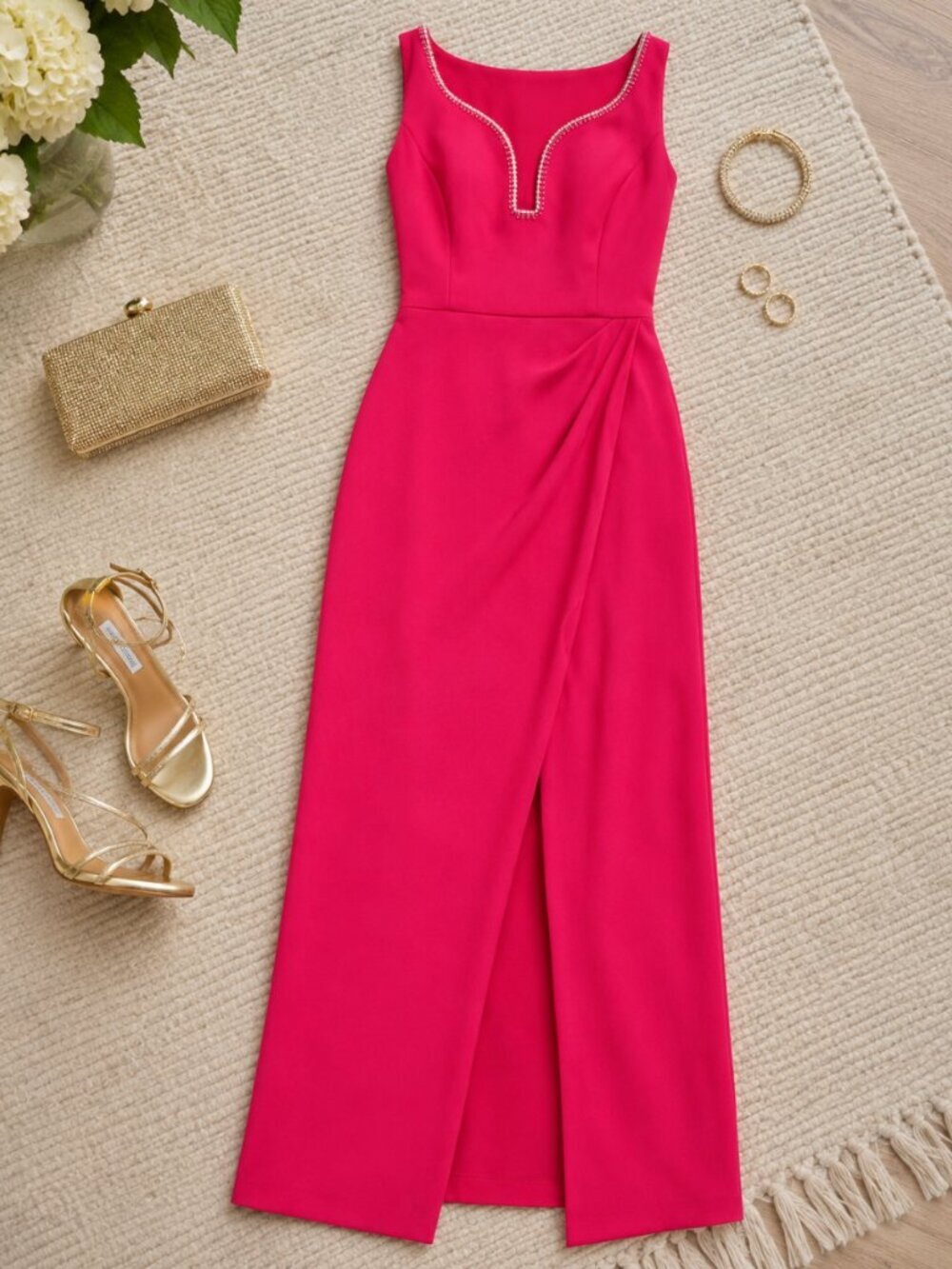 Aidan Mattox Plus Size 20 Pink Geranium Embellished Gown NWT Formal Dress